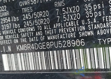 2023 Hyundai Palisade Sel из США, поврежденный, VIN KM8R4DGE8PU528906